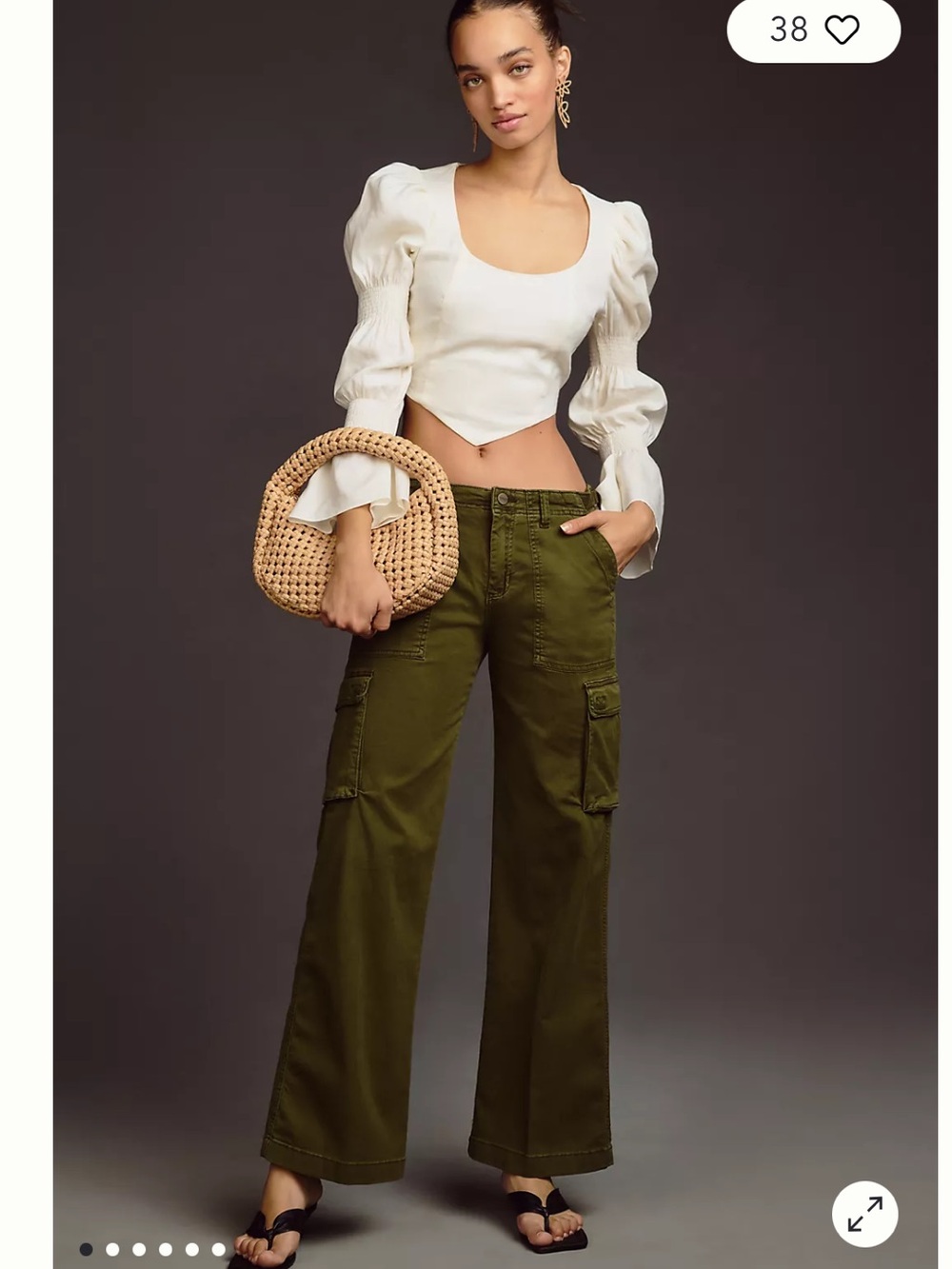 SANCTUARY Womenβs Pants Trousers Olive Cargo Wide-Leg Pants Sz S
